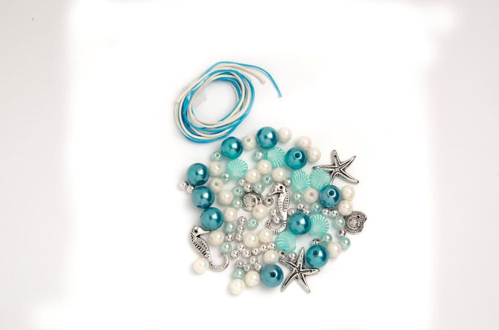 Kit de perles blanc-argent-turquoise Perles artisanales 608112900000 Photo no. 1