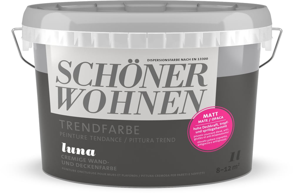 Vernice di tendenza opaca Luna 1 l Pittura per pareti Schöner Wohnen 660968000000 Contenuto 1.0 l N. figura 1
