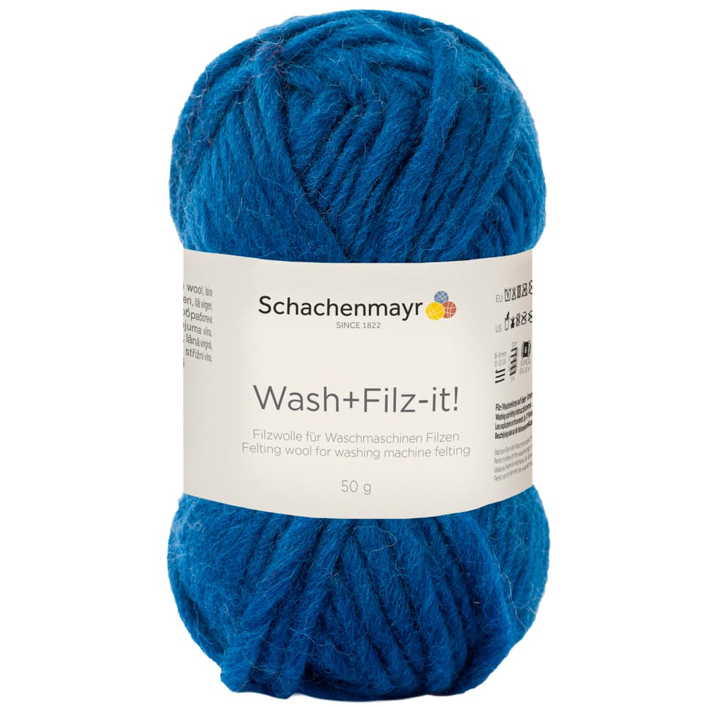 Filzwolle «Wash + Filz-it!» Filzwolle Schachenmayr 667089000070 Farbe Blau Grösse L: 14.0 cm x B: 5.0 cm x H: 7.0 cm Bild Nr. 1
