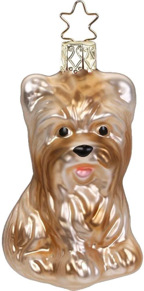 Boule de Noël Yorkshire Terrier en verre, H : 7.5 cm, soufflé à la bouche Décoration de sapin Inge Glas Manufaktur 785302444656 Photo no. 1