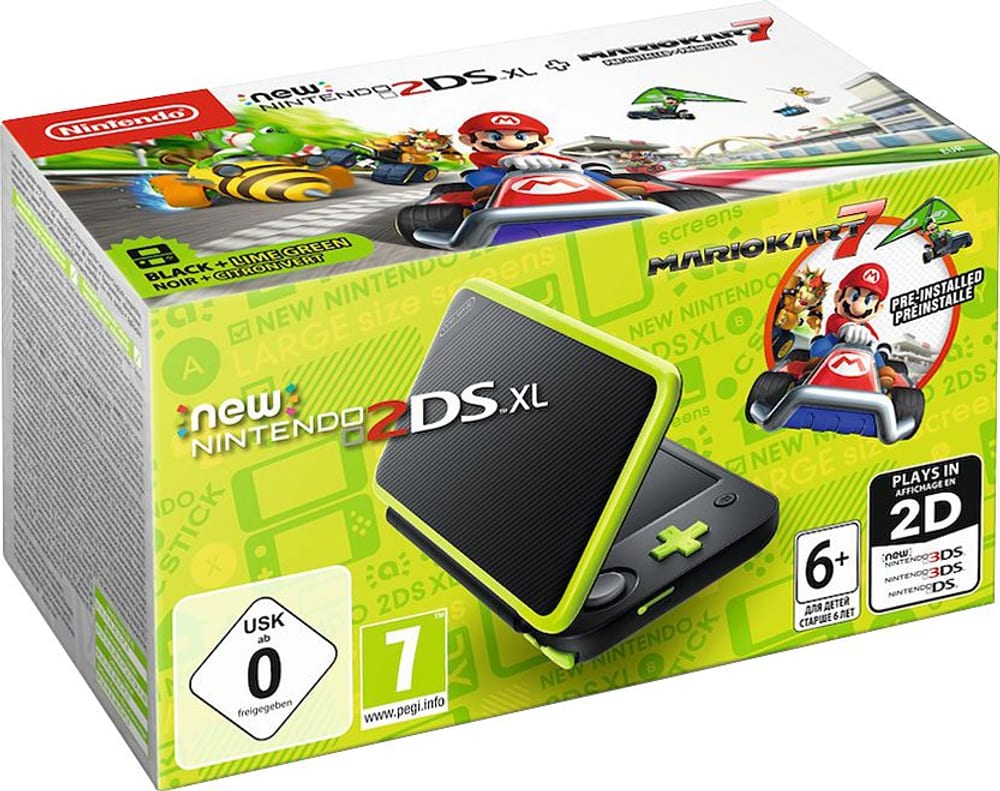 New 2DS XL Schwarz/apfelgrün inkl. Mario Kart 7 Konsole Nintendo 78543890000018 Bild Nr. 1