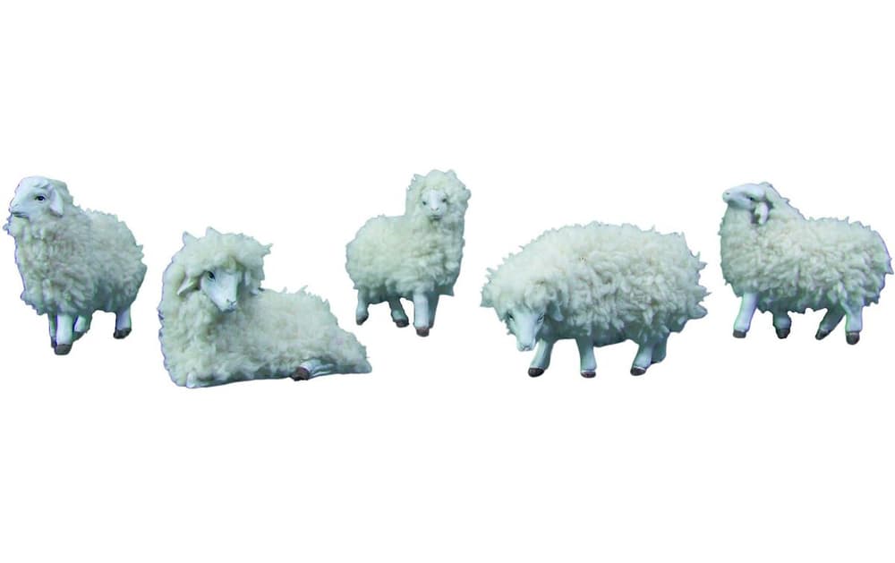 Figurines de crèche Moutons en laine 5.5 cm Figurine déco Botanic-Haus 785302412733 Photo no. 1