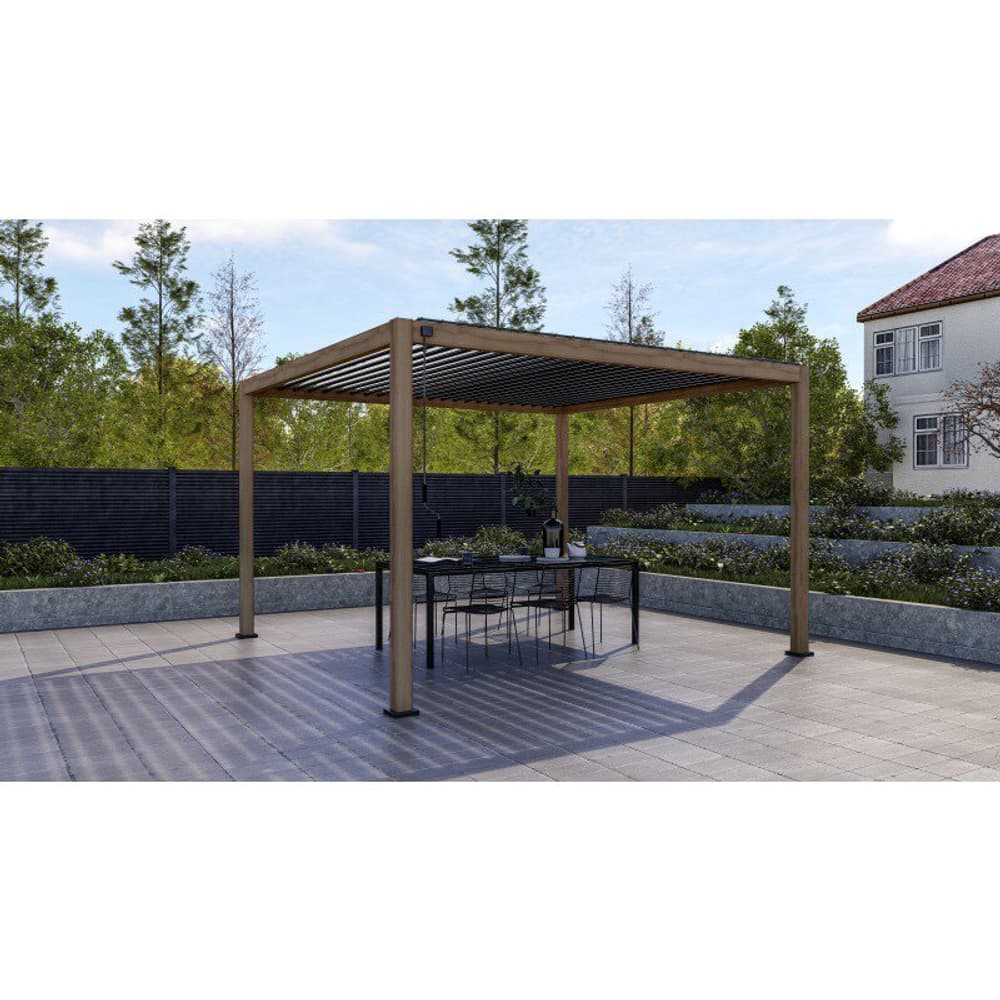 Premium Alu-Pergola, Holzdekor dunkel 400x300x250cm Pergola Colibri 669700109302 Bild Nr. 1