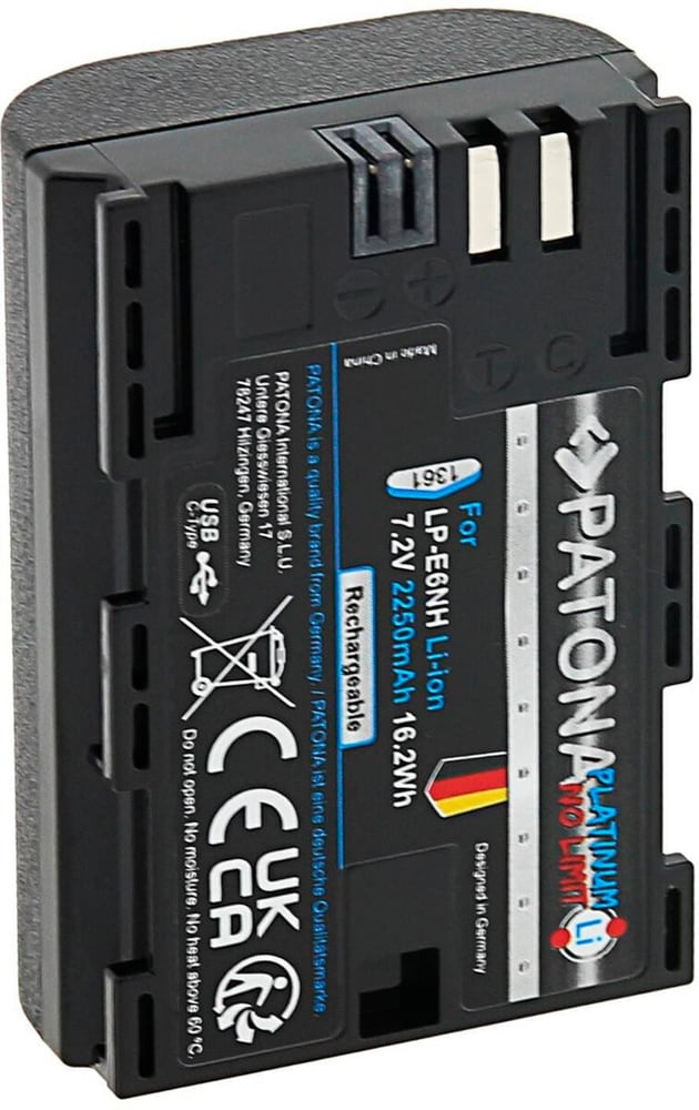 Batteria per fotocamera digitale Canon LP-E6NH Platinum con USB-C Accumulatore per fotocamere Patona 785300181456 N. figura 1