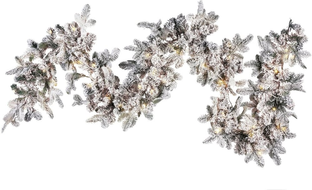 Weihnachtsgirlande weiss mit LED-Beleuchtung Schnee bedeckt 180 cm SUNDO Girlande Beliani 659199300000 Bild Nr. 1