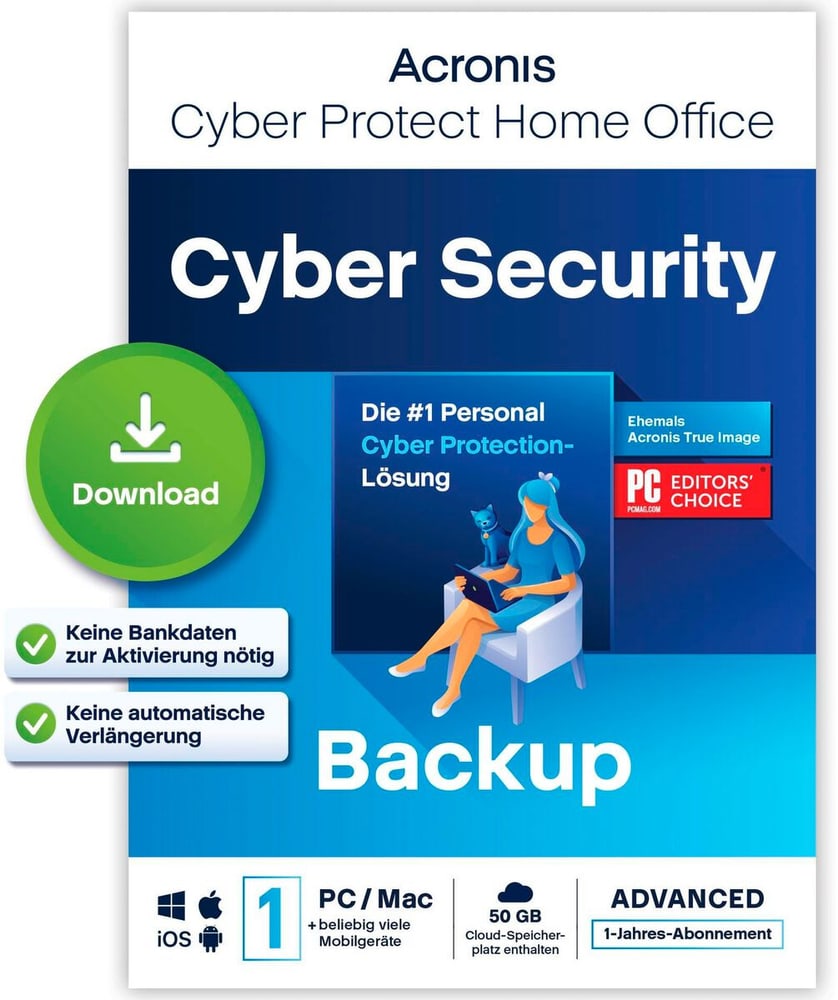 Cyber Protect Home Office - Security Edition + 50 GB Acronis Cloud Storage - 1 Computer Antivirus (téléchargement) Acronis 785302424564 Photo no. 1