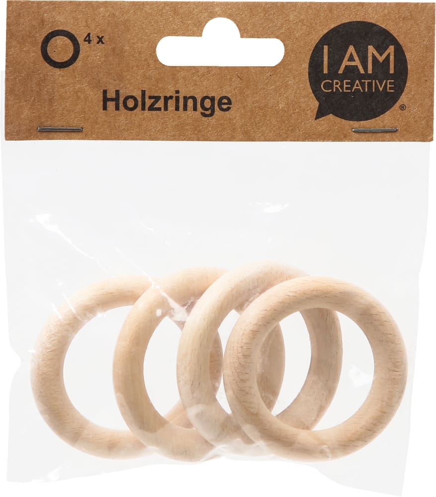 Holzringset, Set mit vier Holzreifen aus unbehandeltem Holz, FSC, Natur, ø 55 x 10 mm, 4 Ringe Holzring 668358100000 Bild Nr. 1