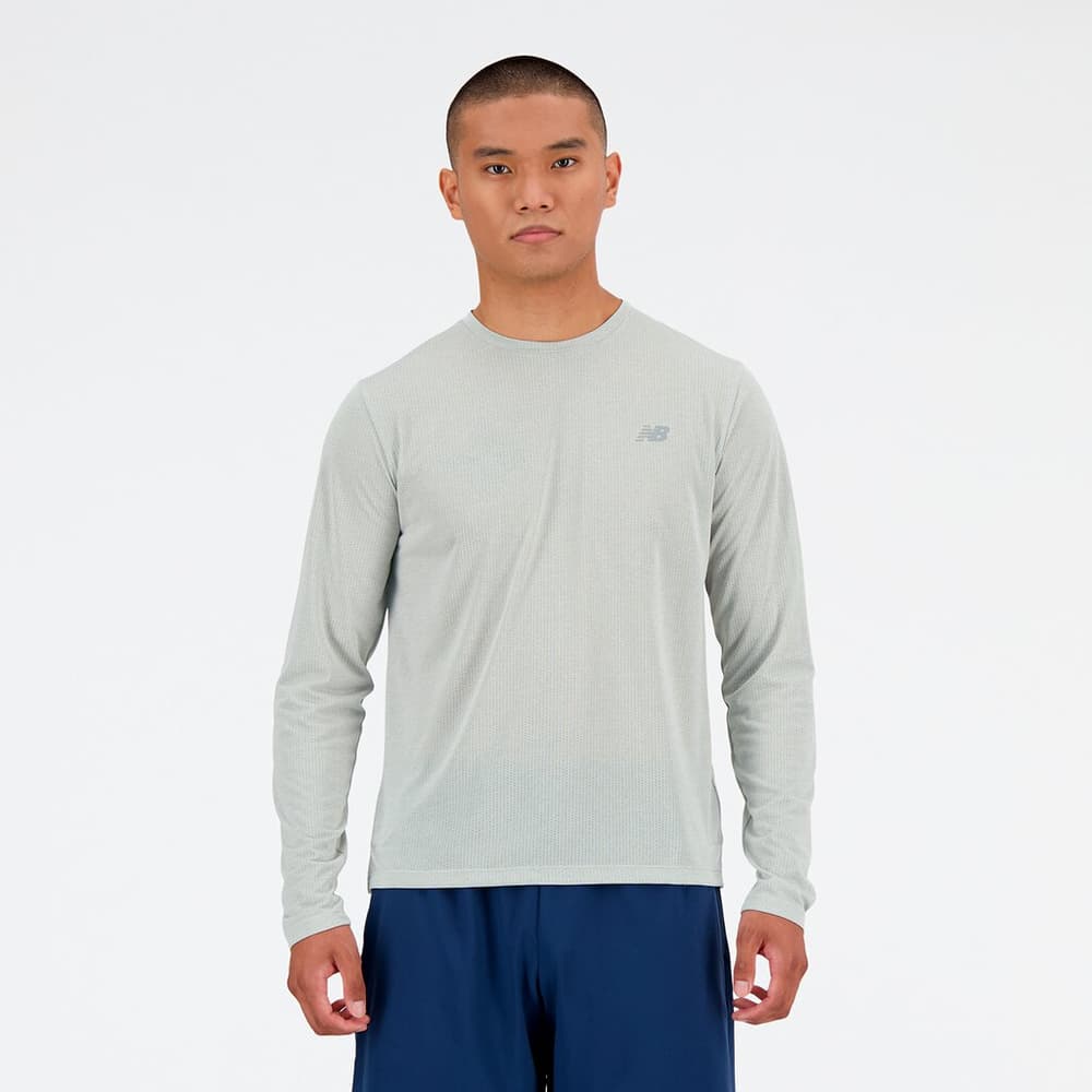 NB Athletics Run Long Sleeve T-Shirt Maglia a maniche lunghe New Balance 474157000312 Taglie S Colore cemento N. figura 1