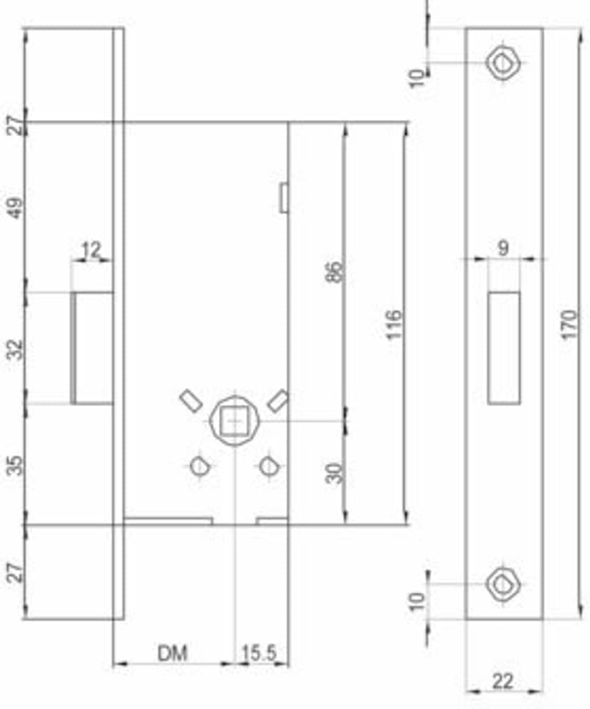 Serrature d'infilare WC per telai tubolari a catenaccio MSL PORTA 1923 Serratura MSL 669700112251 N. figura 1