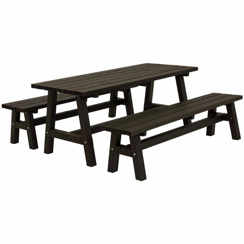 Set Country Plank 1 tavolo + 2 panche Colore nero trattato PLUS 662211200000 N. figura 1