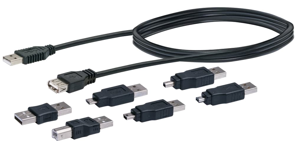 Set di USB 2.0 7pezzi nero Set USB Schwaiger 613183400000 N. figura 1