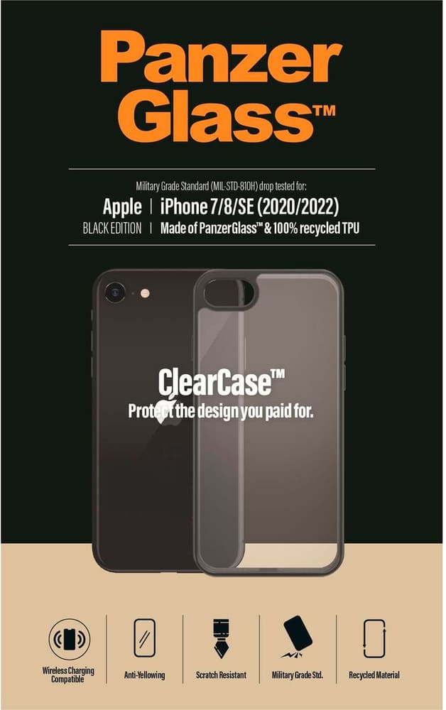 ClearCase Black Edition AB iPhone 6/7/8/SE Smartphone Hülle Panzerglass 785300196496 Bild Nr. 1
