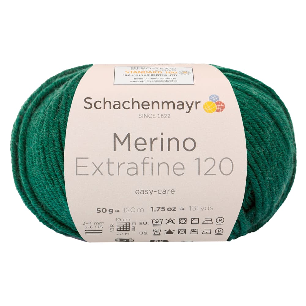 Wolle Merino Extrafine 120 Wolle Schachenmayr 667089500010 Farbe Tannengrün Grösse L: 10.0 cm x B: 10.0 cm x H: 7.0 cm Bild Nr. 1