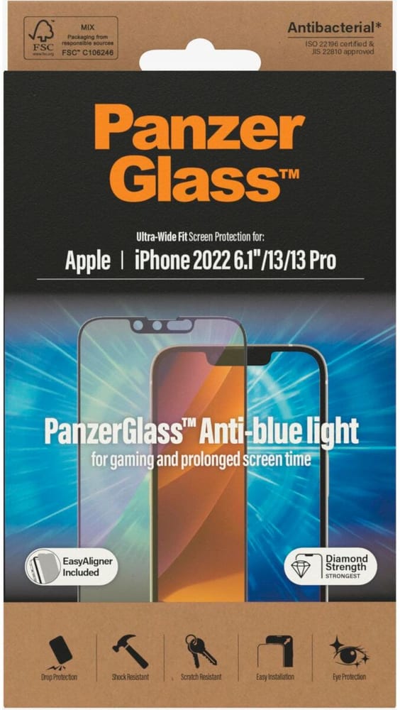 Ultra Wide Anti Bluelight iPhone 13/13 Pro/14 Protection d’écran pour smartphone Panzerglass 785302422949 Photo no. 1
