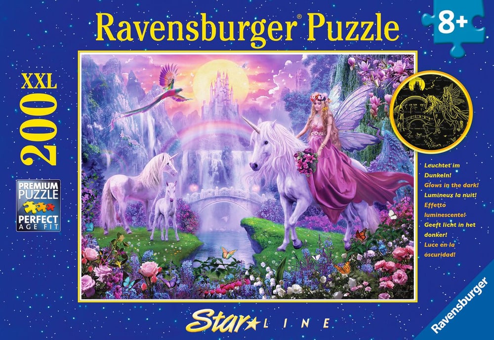 RVB Puzzle 200 P. Nuit magique licorne Puzzles Ravensburger 749064300000 Photo no. 1