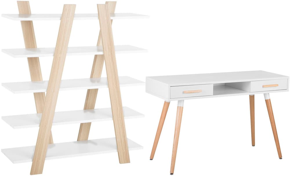Set di mobili da ufficio legno chiaro e bianco ESCALANTE/FRISCO Mobili da ufficio Beliani 674742100000 N. figura 1