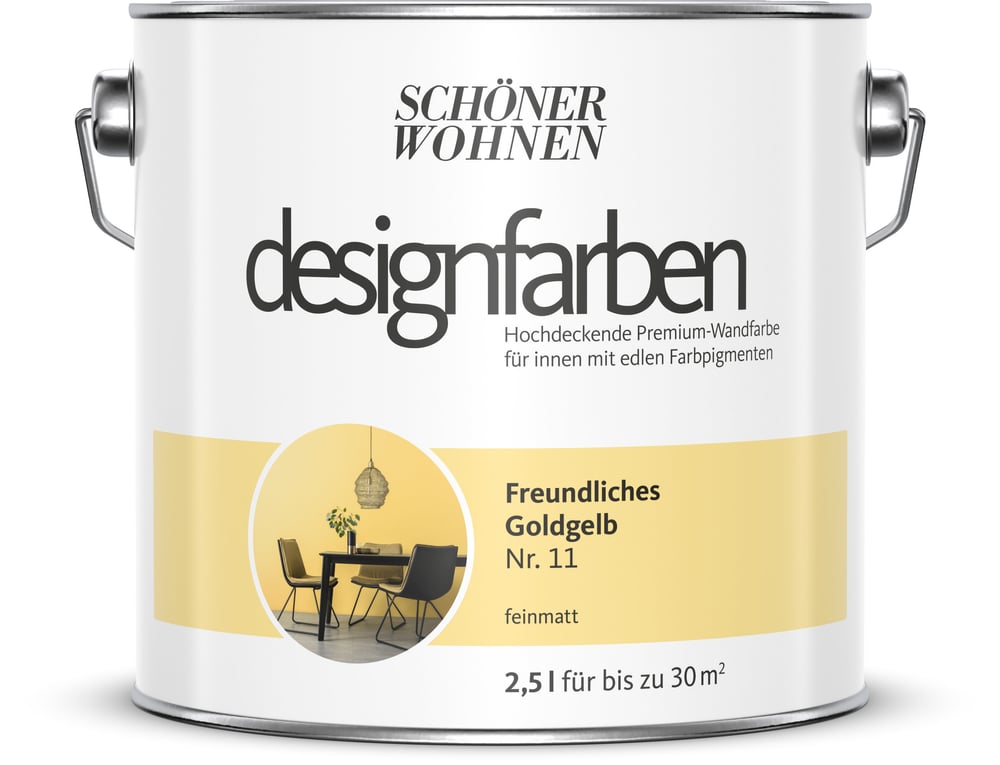 Designfarbe Goldgelb 2,5 l Pittura per pareti Schöner Wohnen 660976000000 Contenuto 2.5 l N. figura 1