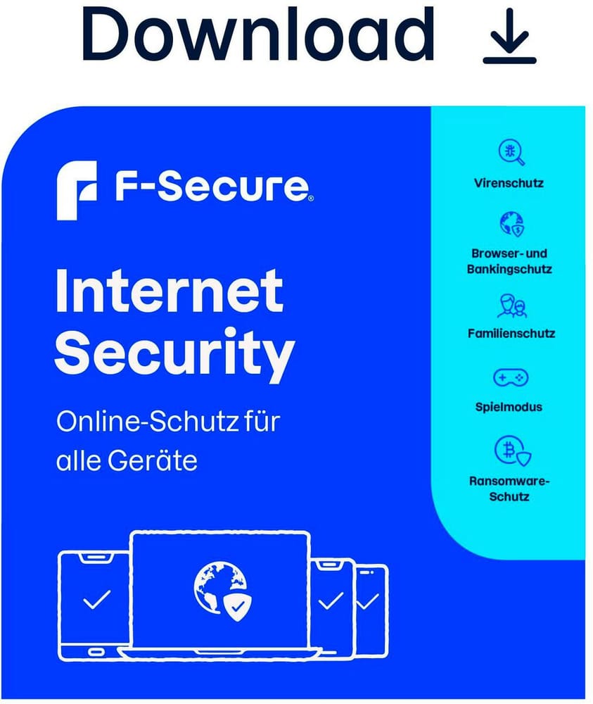 Internet Security, 1 dispositivo, 1 anno Antivirus (Download) F-Secure 785302424597 N. figura 1