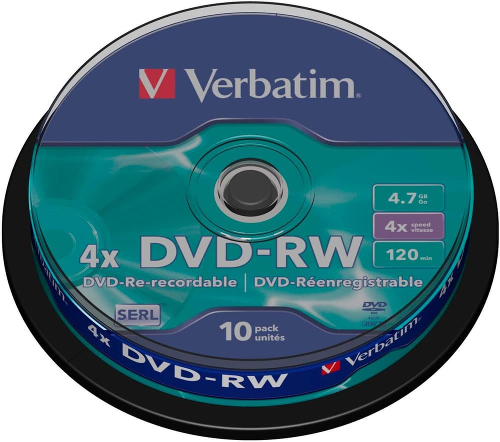 DVD-RW 43552 4.7 GB, Spindel (10 Stück) DVD Rohlinge Verbatim 785302436024 Bild Nr. 1
