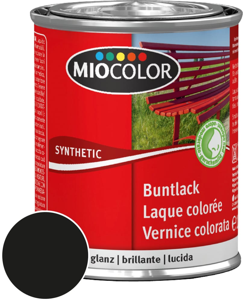 Synthetic Buntlack glanz Schwarz 750 ml Synthetic Buntlack Miocolor 661432700000 Farbe Schwarz Inhalt 750.0 ml Bild Nr. 1
