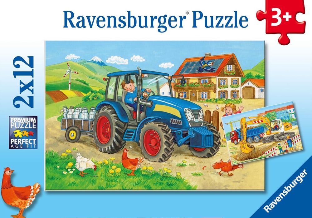 RVB Puzzle 2X12 T. Baustelle und Bauer. Puzzle Ravensburger 749061600000 Bild Nr. 1