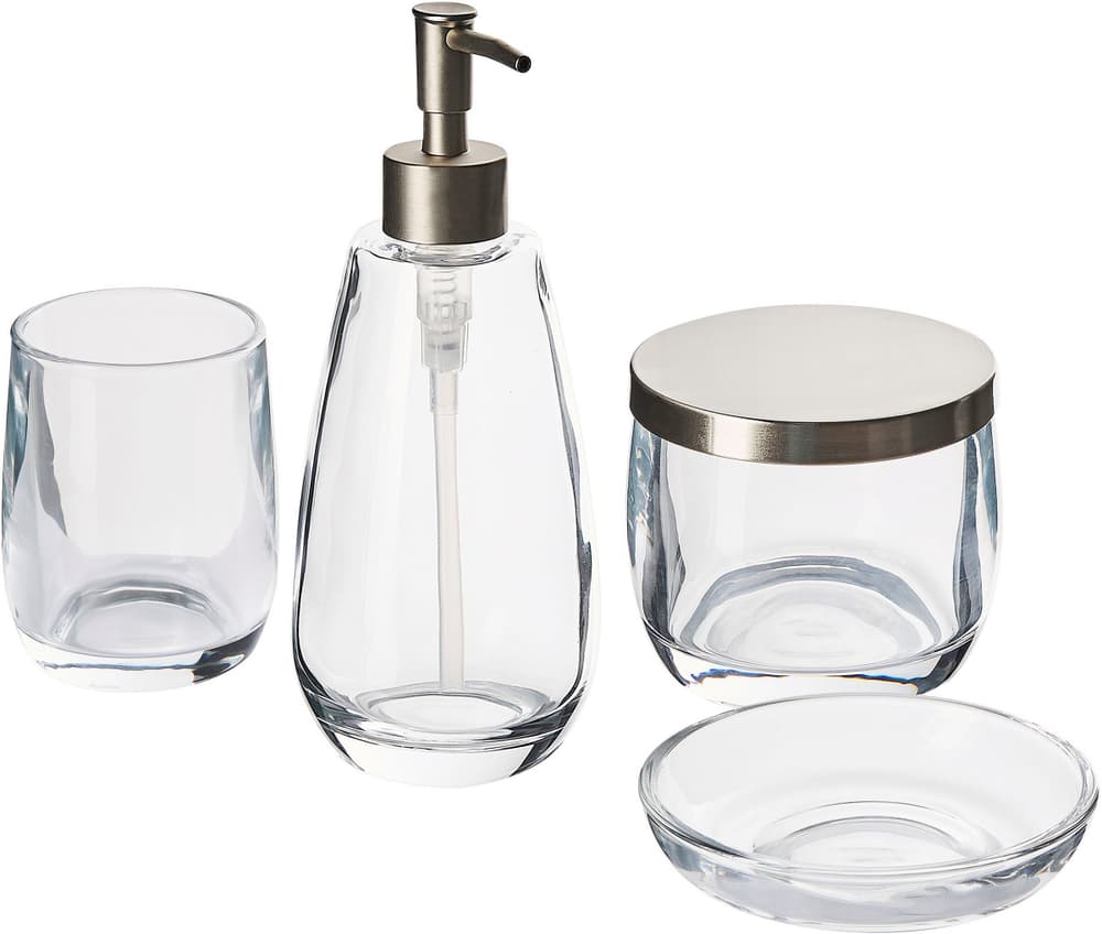 Set di 4 accessori bagno vetro trasparente e argento SONORA Set Beliani 674733100000 N. figura 1