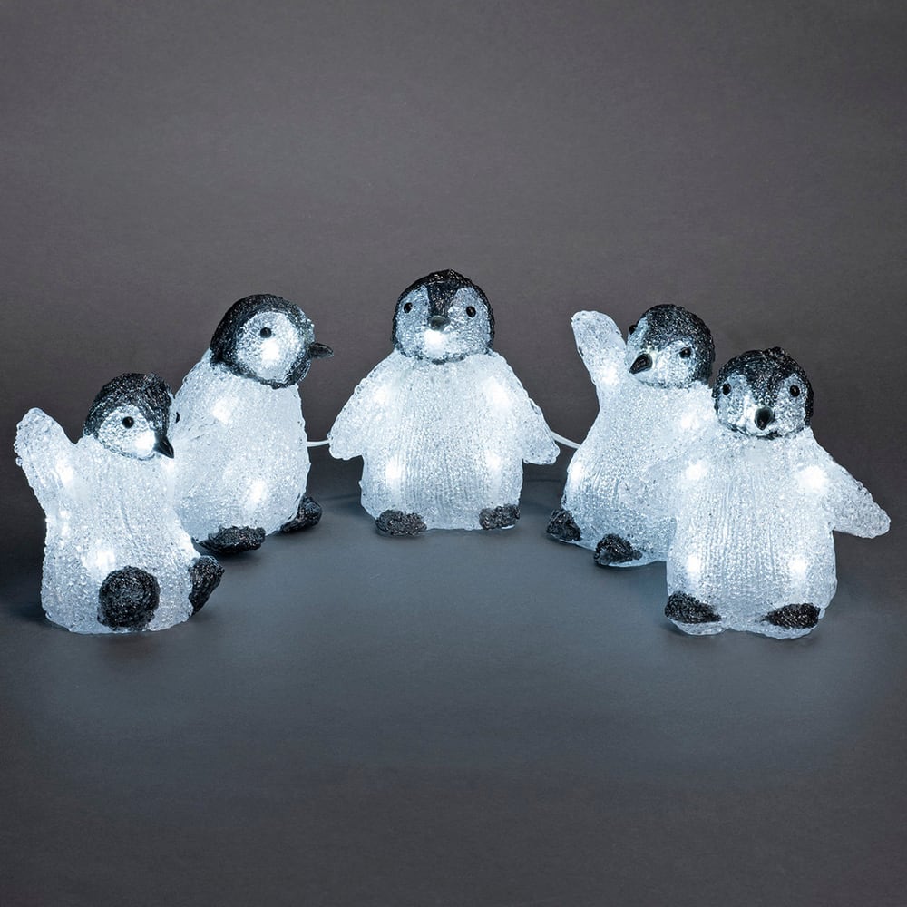 Pingouins bébé en acrylique à LED, lot de 5 Figurines éclairées Konstsmide 613193900000 Photo no. 1