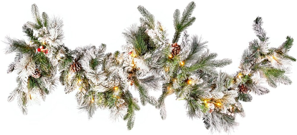 Weihnachtsgirlande weiss mit LED-Beleuchtung Schnee bedeckt 180 cm WHITEHORN Girlande Beliani 659199000000 Bild Nr. 1