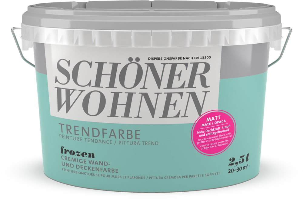 Vernice di tendenza opaca Frozen 2.5 l Pittura per pareti Schöner Wohnen 660942300000 Contenuto 2.5 l N. figura 1