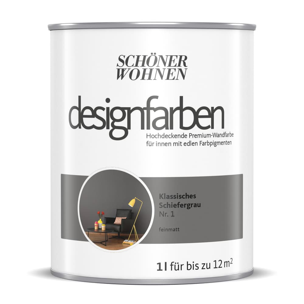 Designfarbe Schiefergrau 1 l Pittura per pareti Schöner Wohnen 660991300000 Contenuto 1.0 l N. figura 1