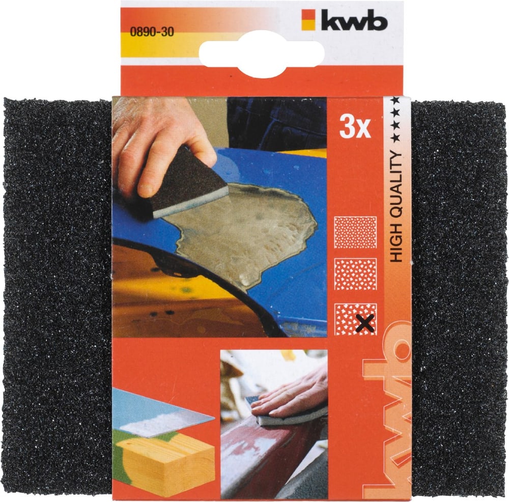 Éponges abrasives BOIS & MÉTAL, gros 3 pcs Accessoires de meulage kwb 610508400000 Photo no. 1