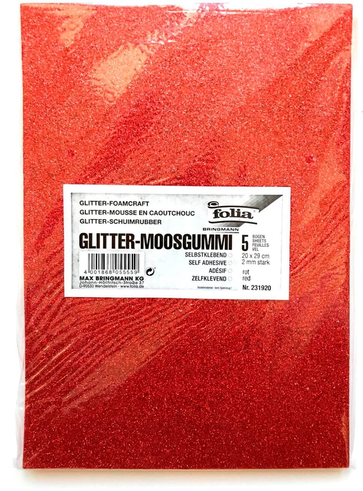 Moosgummi-Set Glitter 5 Stück, Rot Moosgummi Folia 785302426758 Bild Nr. 1