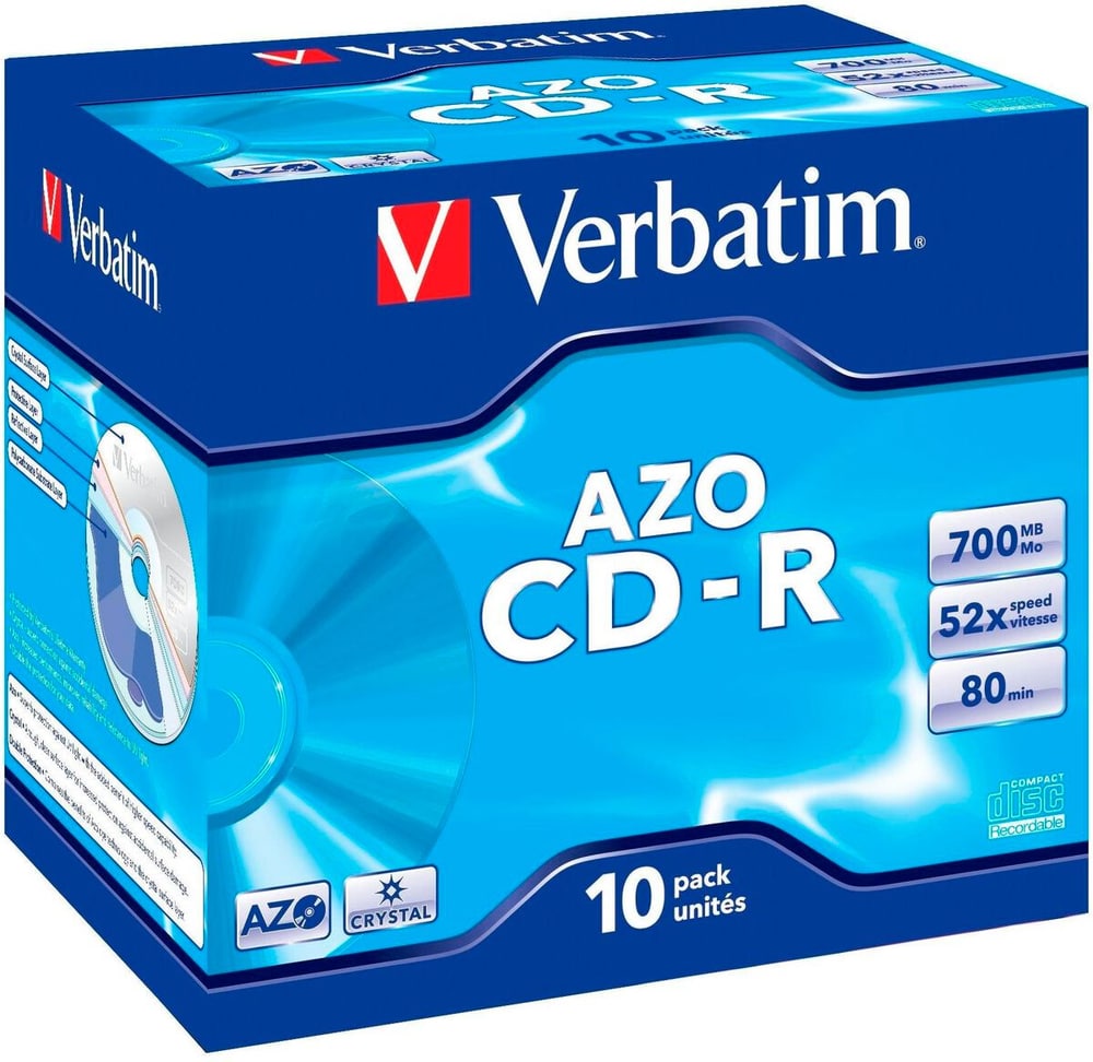 CD-R AZO 0.7 GB, Jewelcase (10 Stück) CD Rohlinge Verbatim 785302435948 Bild Nr. 1