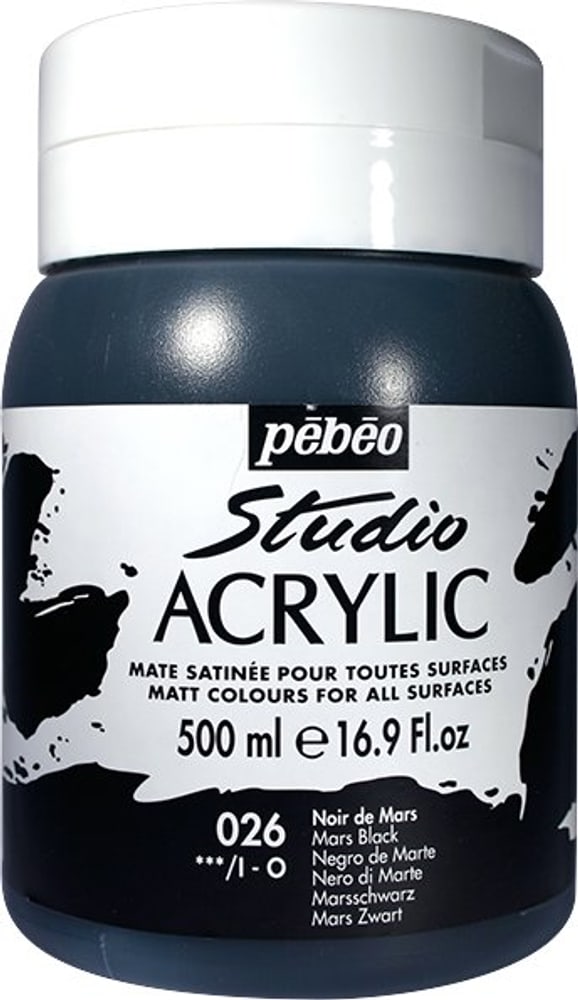 Pébéo High Viscosity Studio 500ml Peinture acrylique Pebeo 663534271026 Couleur Noir De Mars Photo no. 1