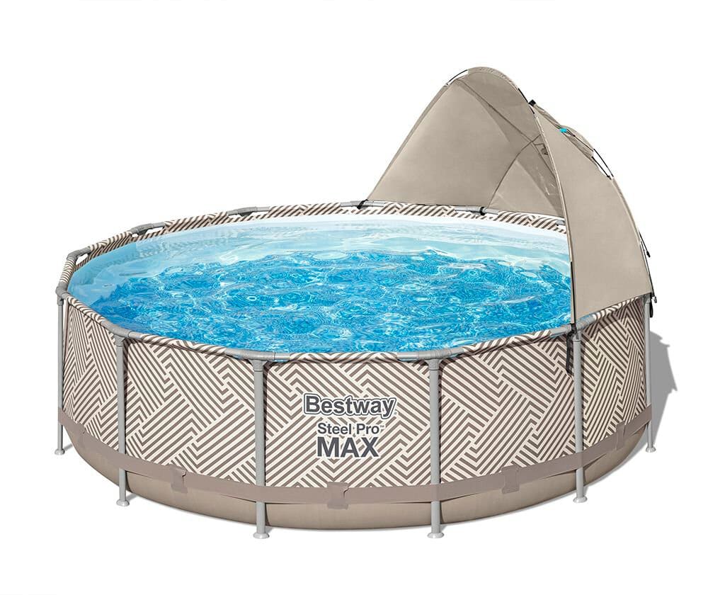 Set piscina fuori terra rotonda  Steel Pro MAX con tenda parasole Ø 396x107cm Piscina Bestway 669700106182 N. figura 1