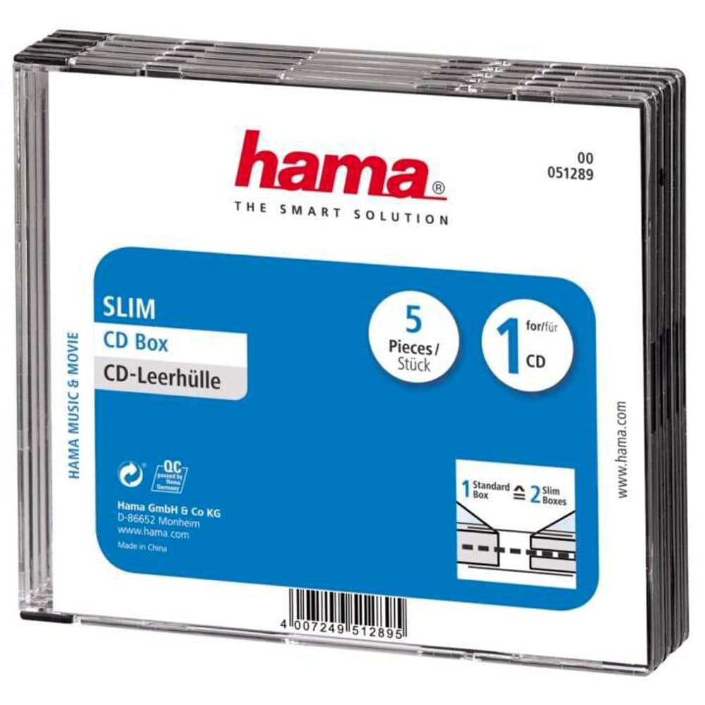 Custodia vuota per CD "Slim",  confezione da 5 Custodia per media ottici Hama 785302422485 N. figura 1