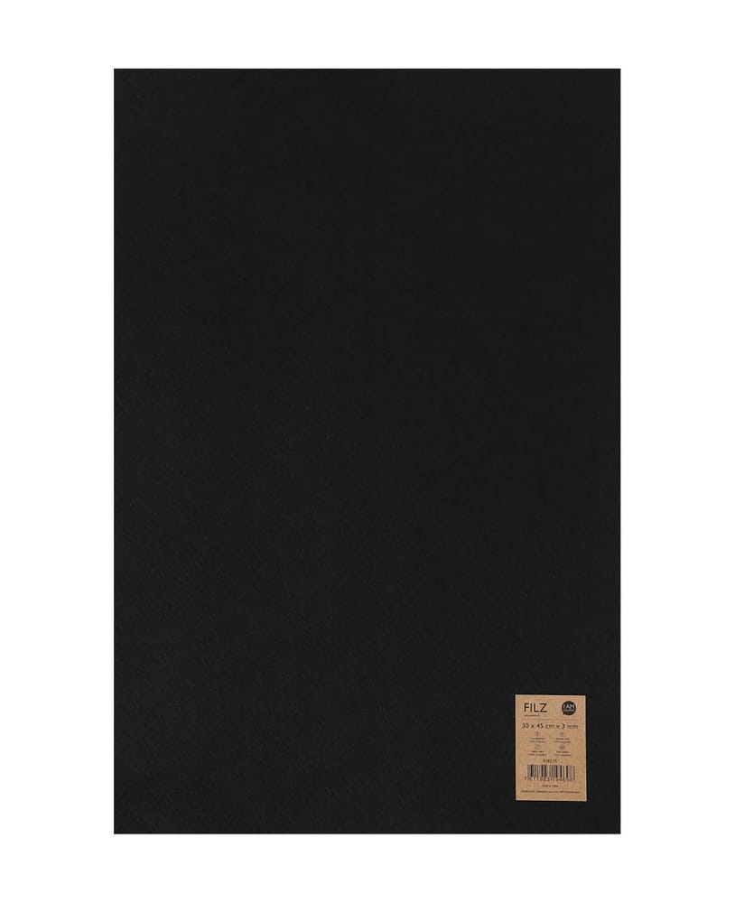Feltro tessile, nero, 30x45cm x 3mm Feltro artigianale 666915500000 N. figura 1