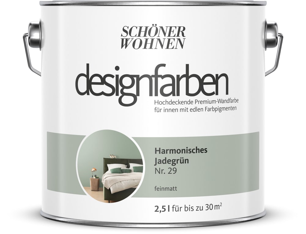 Designfarbe Jadegrün 2,5 l Pittura per pareti Schöner Wohnen 660977300000 Contenuto 2.5 l N. figura 1