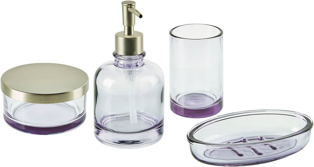 Set di 4 accessori bagno vetro viola e argento TELMA Set Beliani 674732900000 N. figura 1