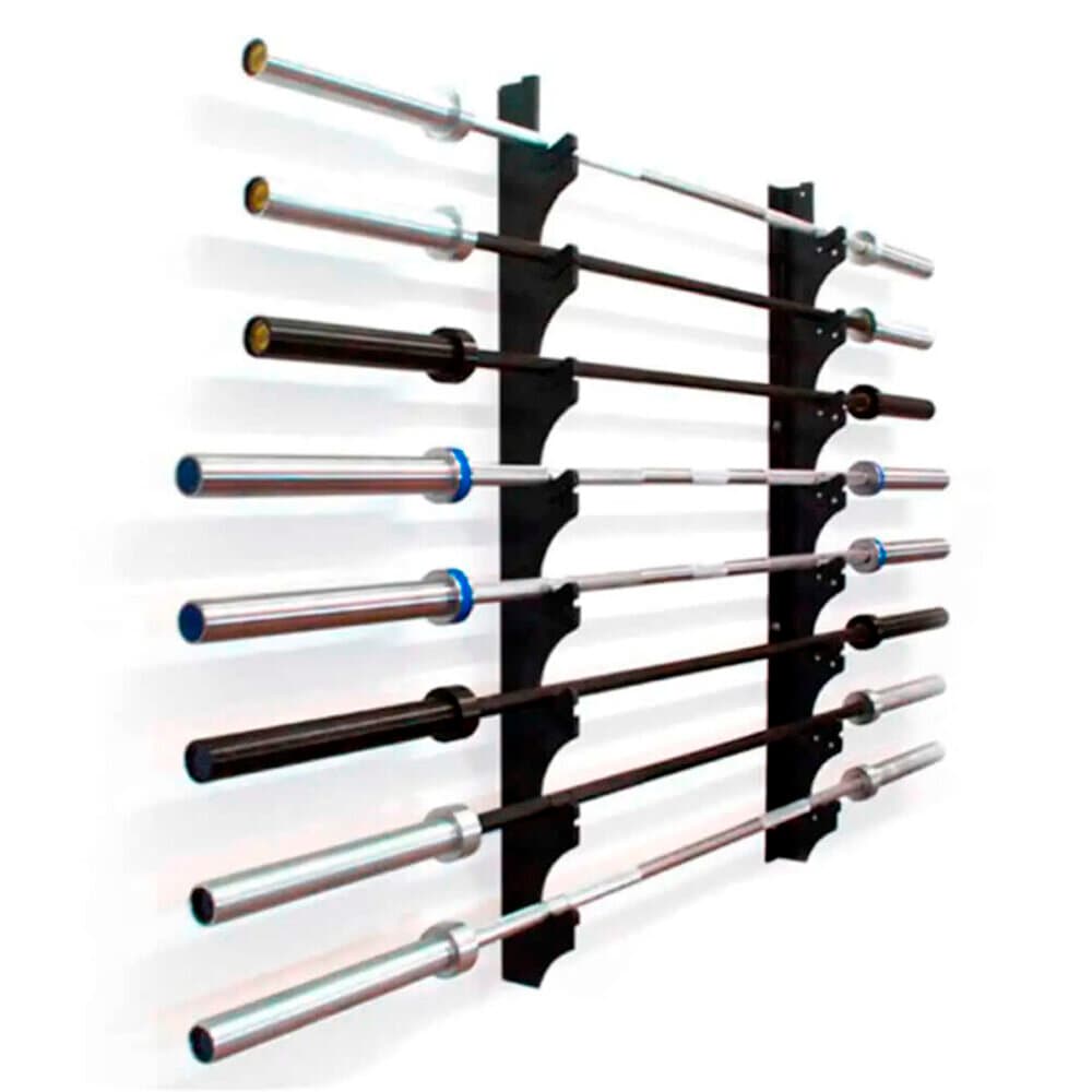 Support mural rack rangement en acier pour 10 barres de musculation Support mural rack rangement GladiatorFit 469577800000 Photo no. 1