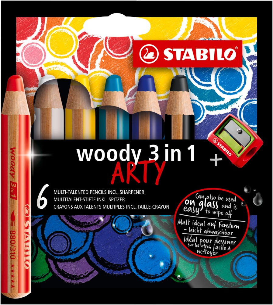 STABILO® woody 3 in 1 Crayon Multitalent étui en carton de 6 ARTY Des crayons Stabilo 668370500000 Photo no. 1
