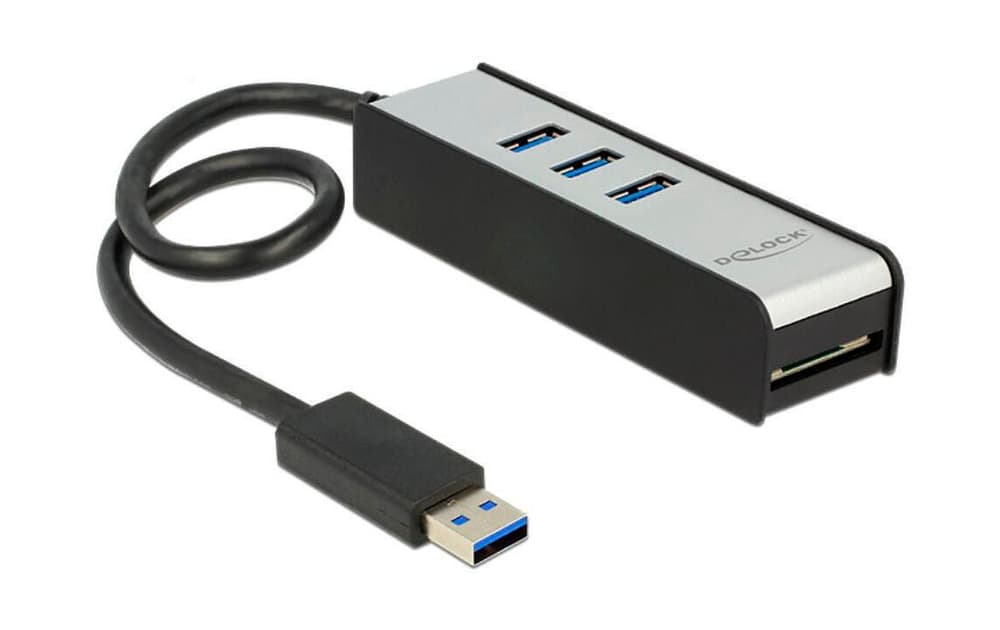 USB 3.0 - 3x Typ-A + SD Card Reader Hub USB + station d’accueil DeLock 785300166949 Photo no. 1