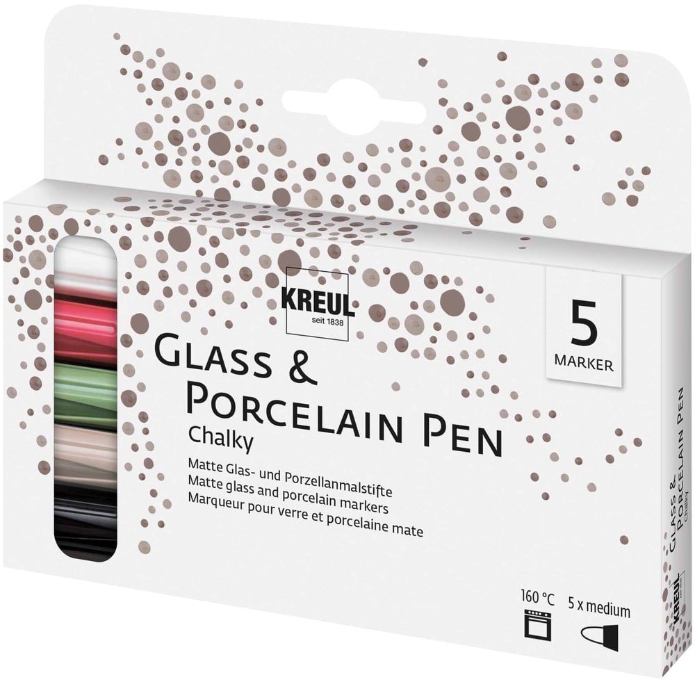 KREUL, glassporcelain pen chalky, set da 5 Penna in vetro + penna in porcellana C.Kreul 666788300000 N. figura 1