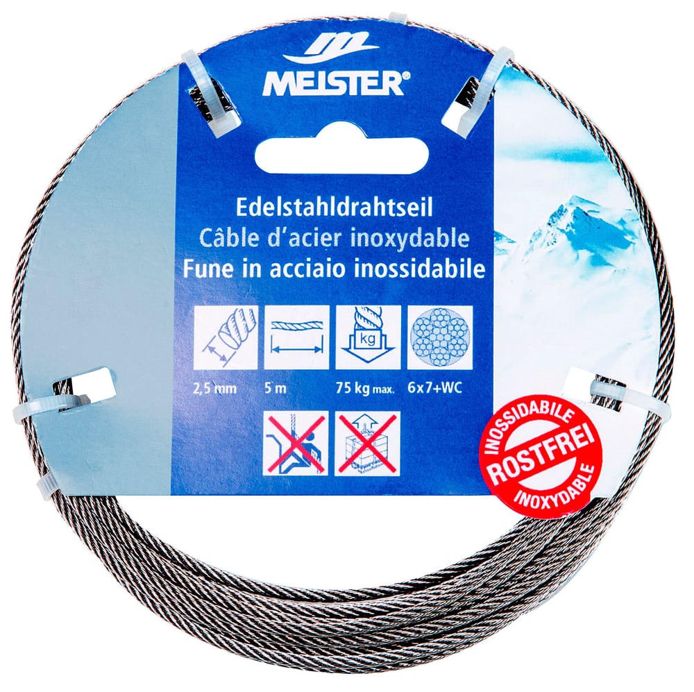 Câble d'acier inoxydable Câble d'acier Meister 604727200000 Taille 3 mm x 5 m Photo no. 1