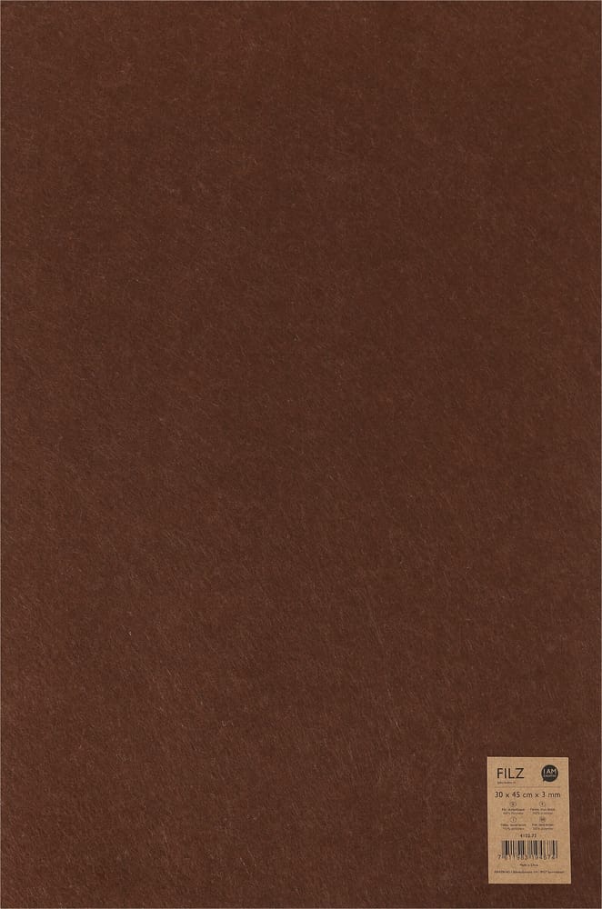 Feutre, brun foncé, 30x45cm x 3mm Feutre artisanal 666915300000 Photo no. 1