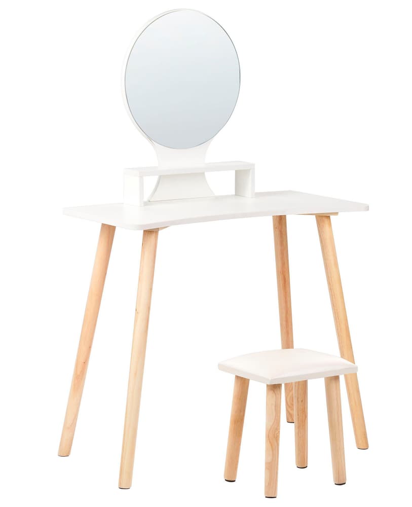 Coiffeuse blanche avec un miroir et un tabouret TOULOUGES Table de maquillage Beliani 753823500000 Photo no. 1