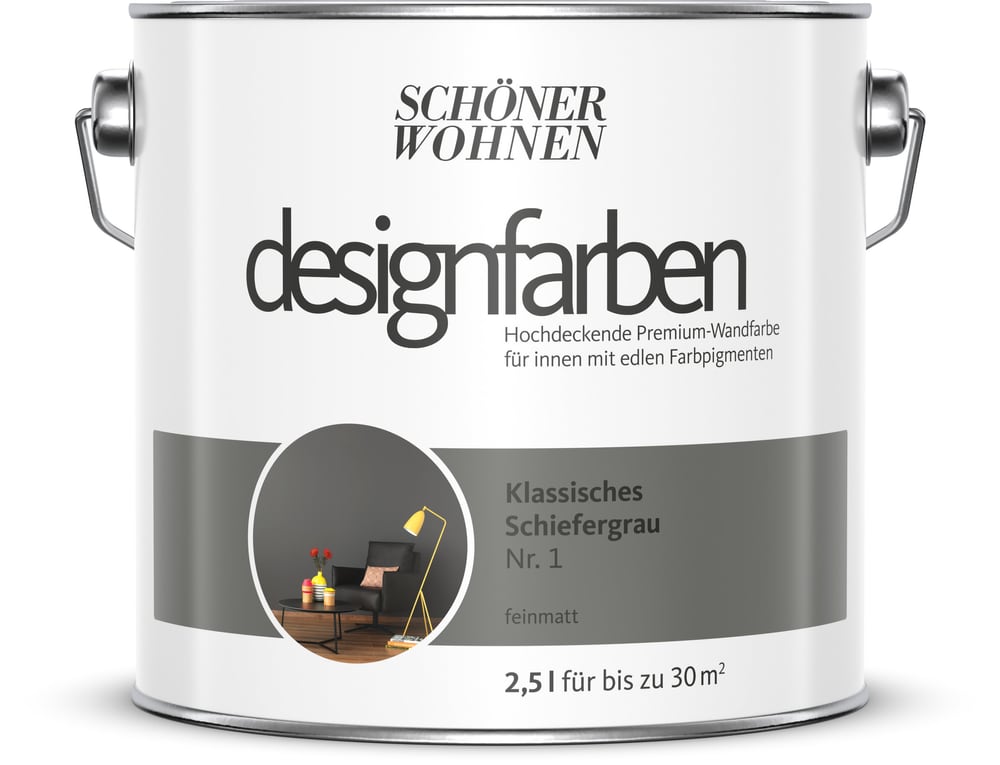 Designfarbe Schiefergrau 2,5 l Peinture murale Schöner Wohnen 660977700000 Contenu 2.5 l Photo no. 1