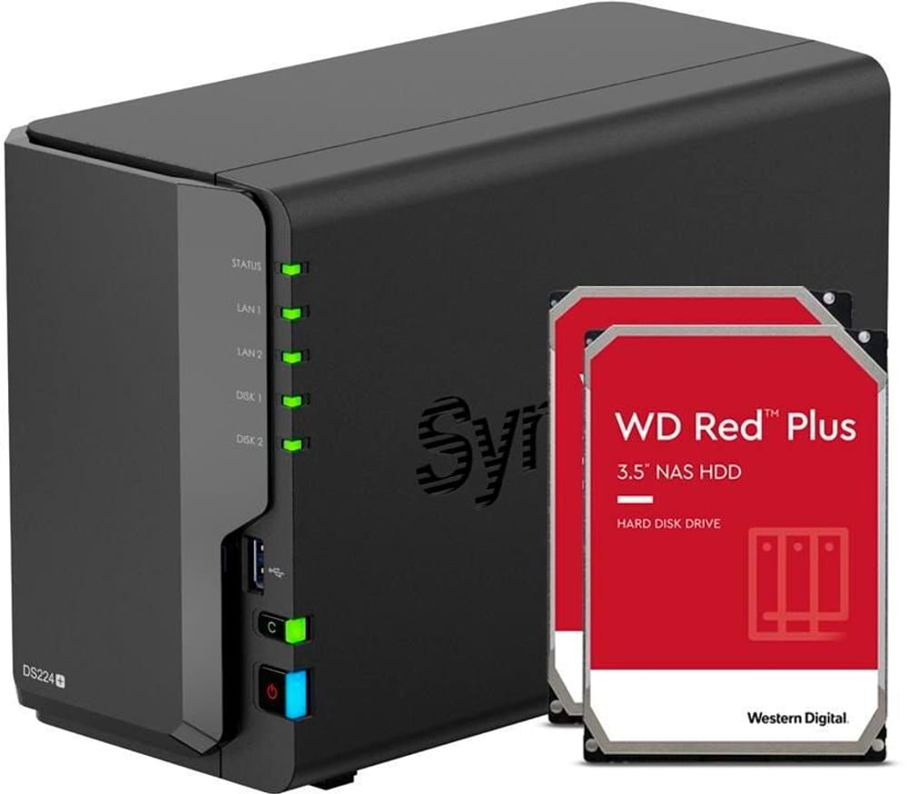 DiskStation DS224+ 2-bay WD Red Plus 12 TB Stockage réseau (NAS) Synology 785302429632 Photo no. 1