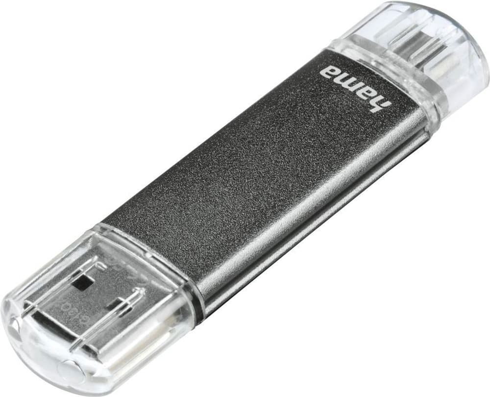 Laeta Twin USB 2.0, 16 GB, 10 MB/s, gris Clé USB Hama 785302422499 Photo no. 1