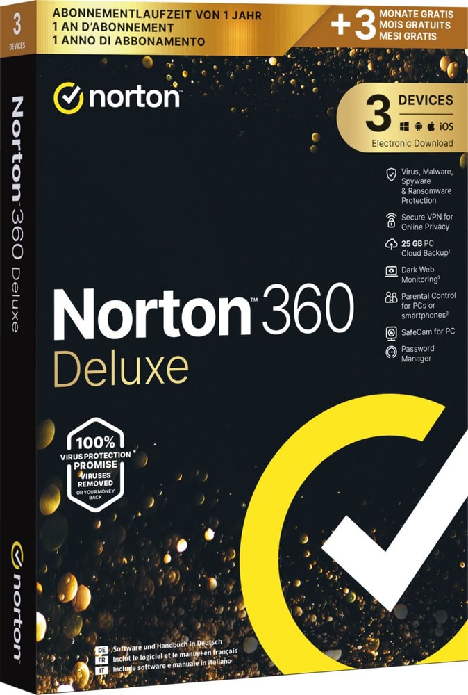 Norton 360 Gold 25GB 3 Device 15MO [PC/Mac/Android/iOS] Antivirus (boîte) Norton 785300160987 Photo no. 1